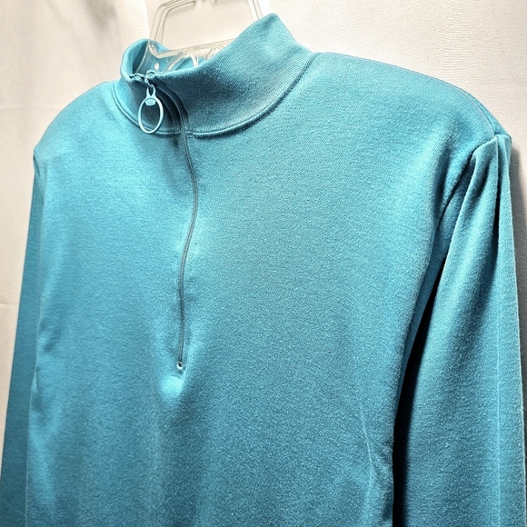 Vintage VTOL Womens Turquoise Blue Quarter-Zip Mock Neck Pullover Size Small - Picture 2 of 6